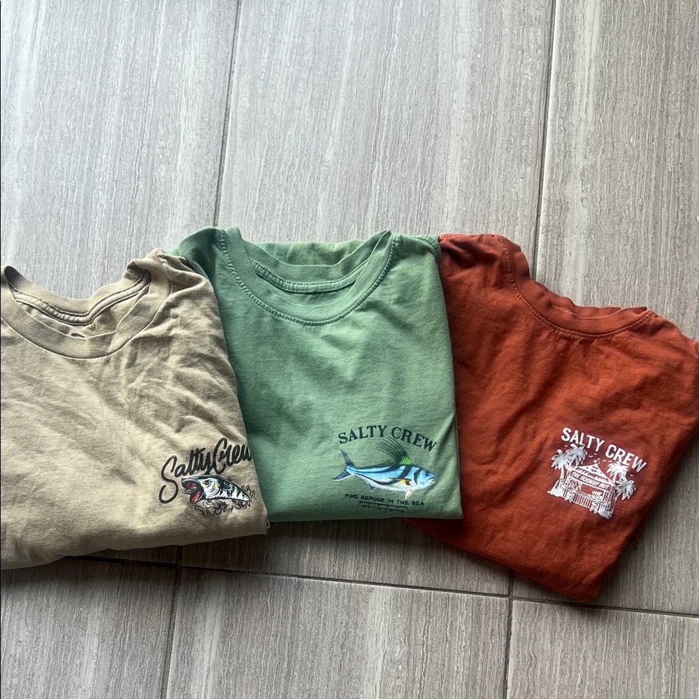 Salty Crew Mens Short Sleeve Tees - Green, Tan, rust